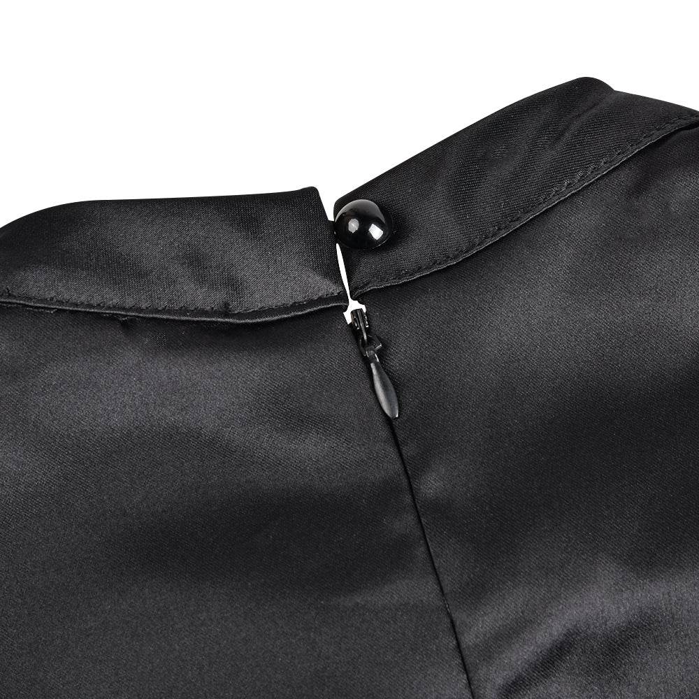 2022 Women Elegant Black Dress Half High Collar High Waist A-Line Dresses Slim Fit Midi Dress Office Lady Female Solid Vestidos - AIAZ