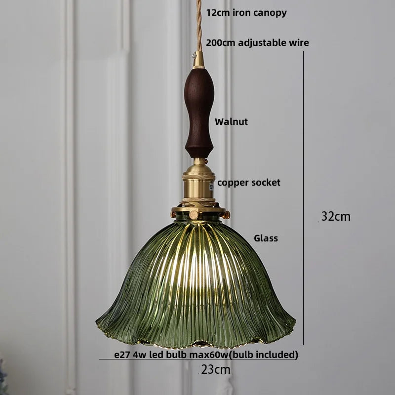 IWHD Nordic Modern LED Pendant Lights Coffee Living Room Balcony Green Glass Copper Knob Switch Hanging Light Fixture Luminaira