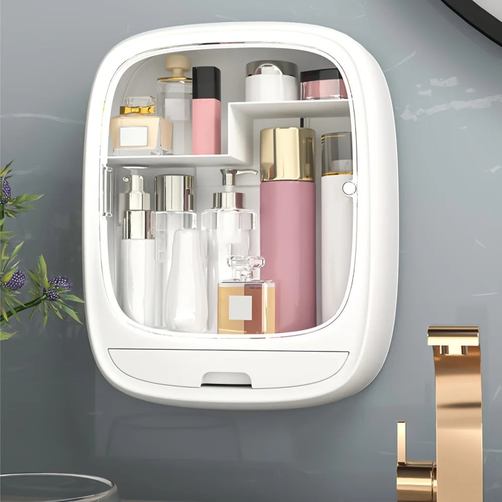 Wall-mounted Cosmetics Storage Box Dustproof Waterproof Large Capacity Makeup Storage Racks with Lid Drawer Bathroom Organizer
