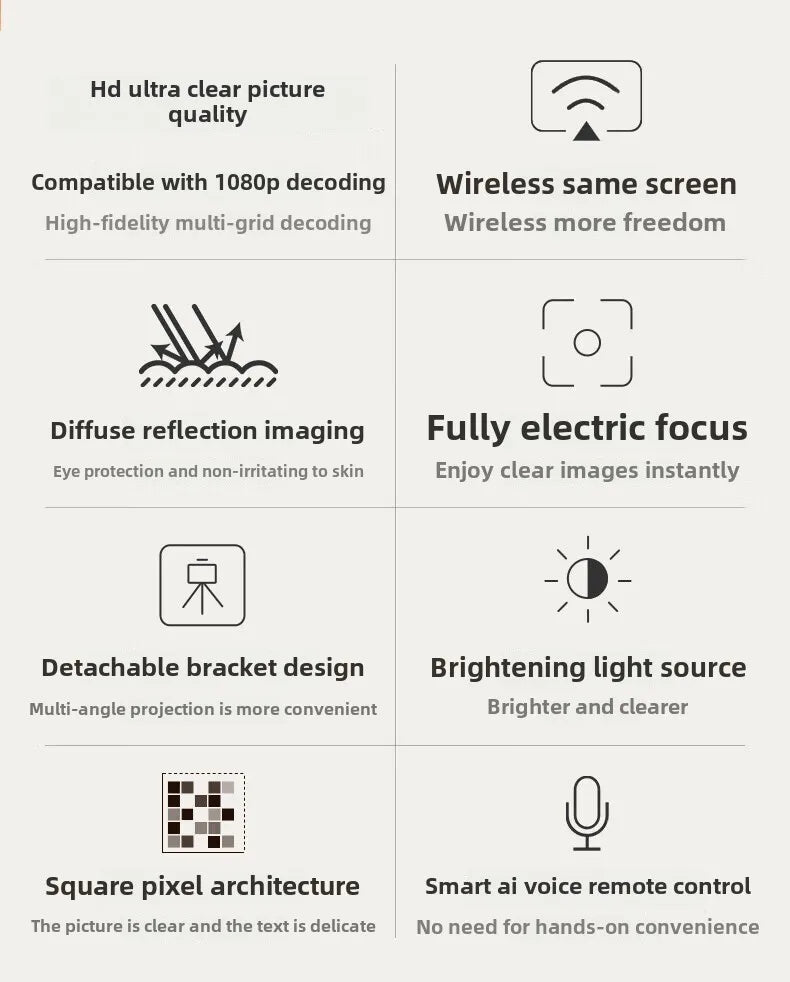 Portable Mini Projector for Home, High Definition, Smart Home Theater, Mobile Phone Screen, 4K Projector