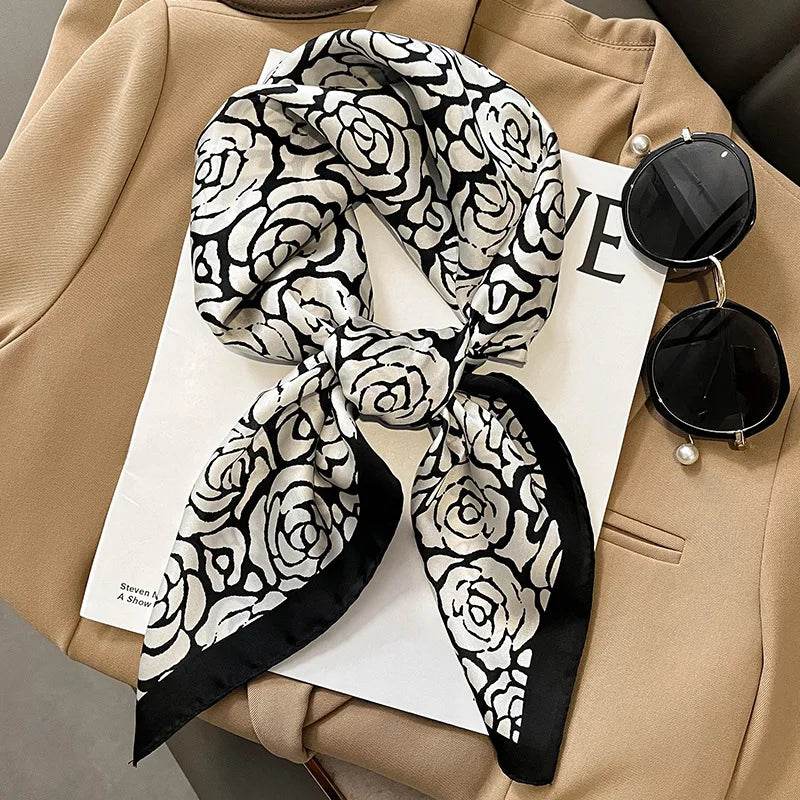 Fashion Scarves for Women Shawl Print Silk Satin Hijab Scarf Female Bandana 70*70cm Luxury Brand Square Shawls Scarfs For Ladies - AIAZ