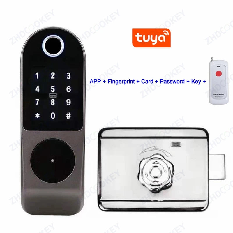 Security Home Gate Door Keys Entry RFID Card Code Password Tuya Wifi TTlock Smart Door Lock Digital Double Side Fingerprint Lock