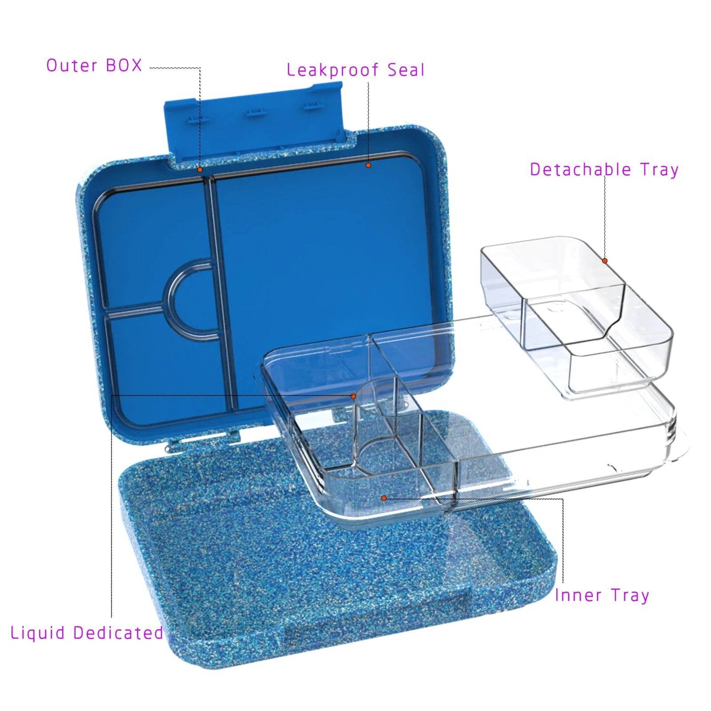 Junior Lunch Box for Children with Compartments, Colourful, Divided & Leak-Proof, BPA-Free Lunch Box for Nursery, school - AIAZ