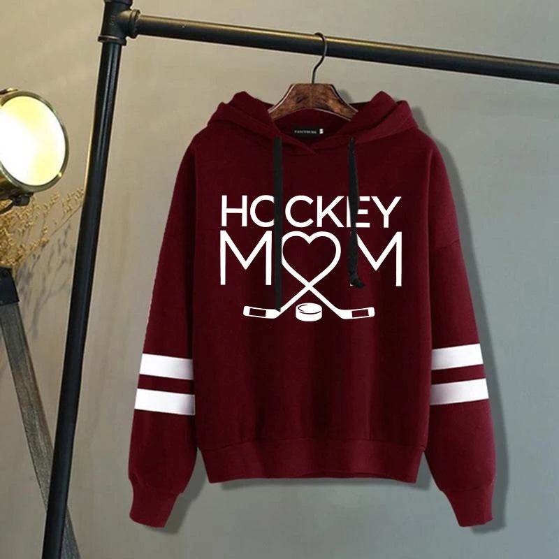 Fashion Women'S Hooded Autumn And Winter Fleece Stripe Hoodies/Sweater For Women Casual Hockey Mom Printed Long Sleeve Pullover - AIAZ
