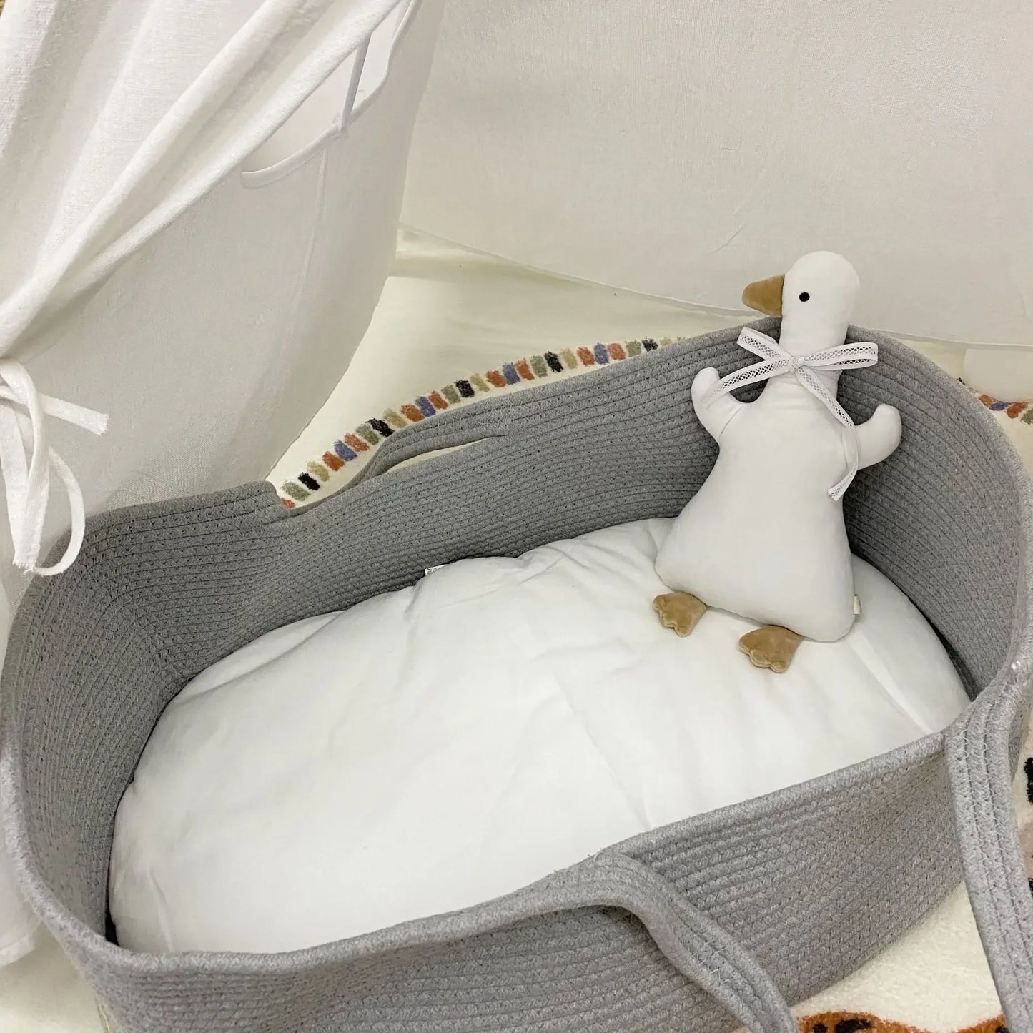 Ins Newborn Hand Basket Cotton Rope Woven Crib Baby Cradle Portable Outdoor Sleeping Infant Accessories Photography Props Gifts