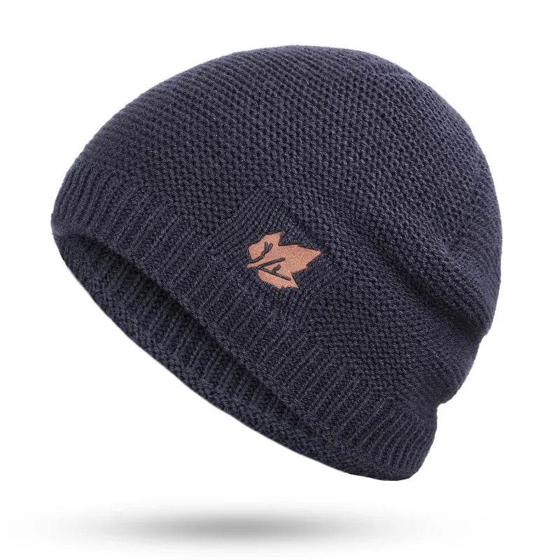 2025 New winter knit hats men's and women's outdoor warm thickening plus velvet loose caps Skullies brand winter ski male bone - AIAZ