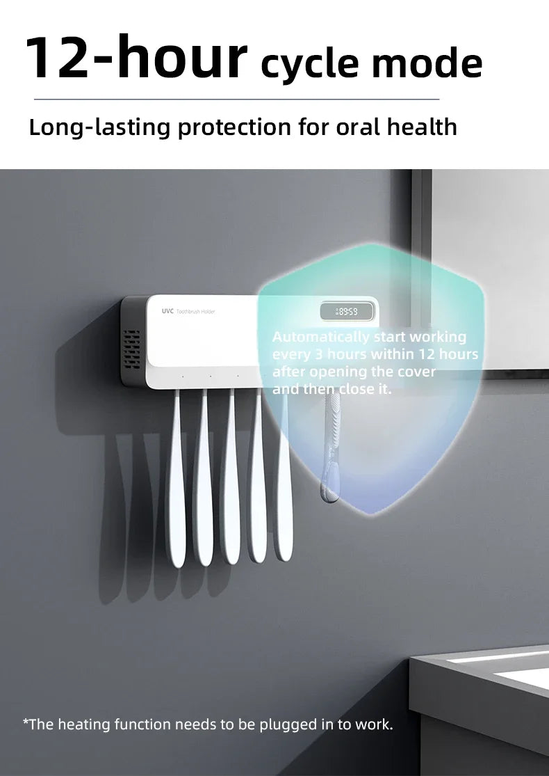 Xiaomi UV Toothbrush Sterilizer Razor Storage Rechargeable Rapid Warm Air Drying Wall-mounted Toothbrush Sterilizer Holder New