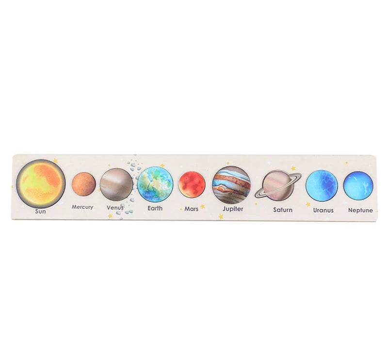 Children Wooden Space Planet Puzzles Montessori Toys Planet Matching Game Jigsaw Tray Universe Solar System Science Learning Toy - AIAZ
