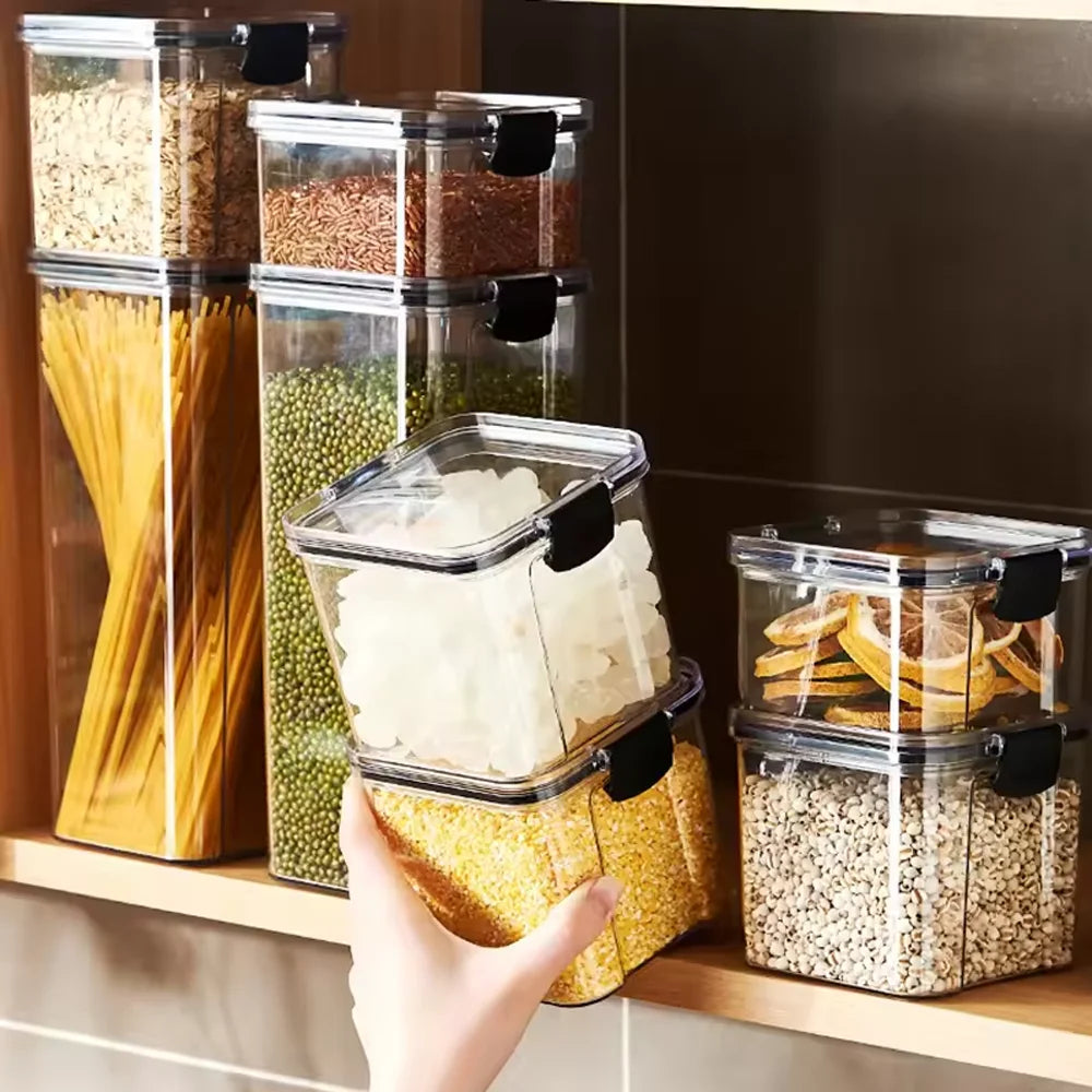 1-5 PCS Airtight Food Storage Containers, Clear Plastic Canisters for Kitchen Pantry, Dry Goods Grains Flour Snacks Organization