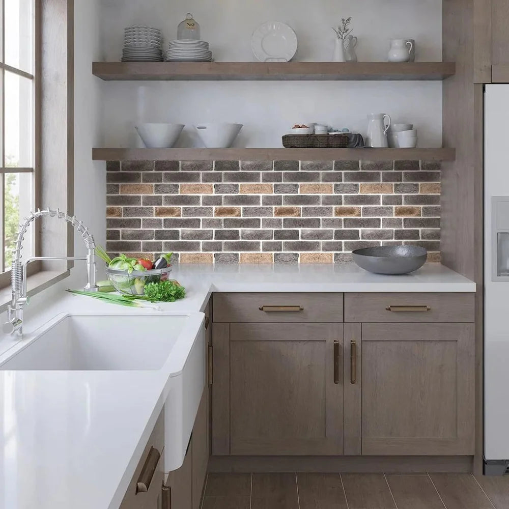 1/10pcs 3D Wall Sticker Self-adhesive Faux Brick Wall Panel Peel and Stick Tile Backsplash for Kitchen Bathroom Tile Sticker