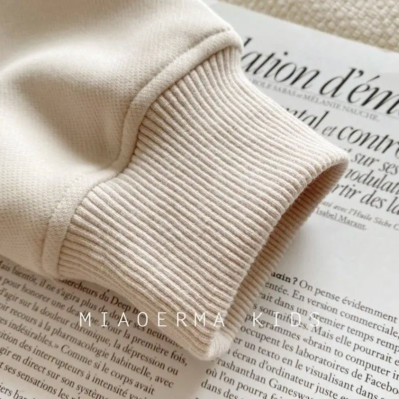 Spring Solid Sweatshirt Children Clothing 2024 New Autumn Fashion Loose Casual Pullover Kids Long Sleeve Cotton Tracksuits 2-8 Y