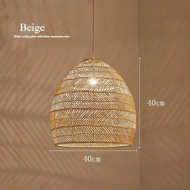 Japanese Style Wooden Woven Handmade Pendant Lights Restaurant Bedroom Study Room Chandelier Pastoral Rattan Tatami Chandeliers