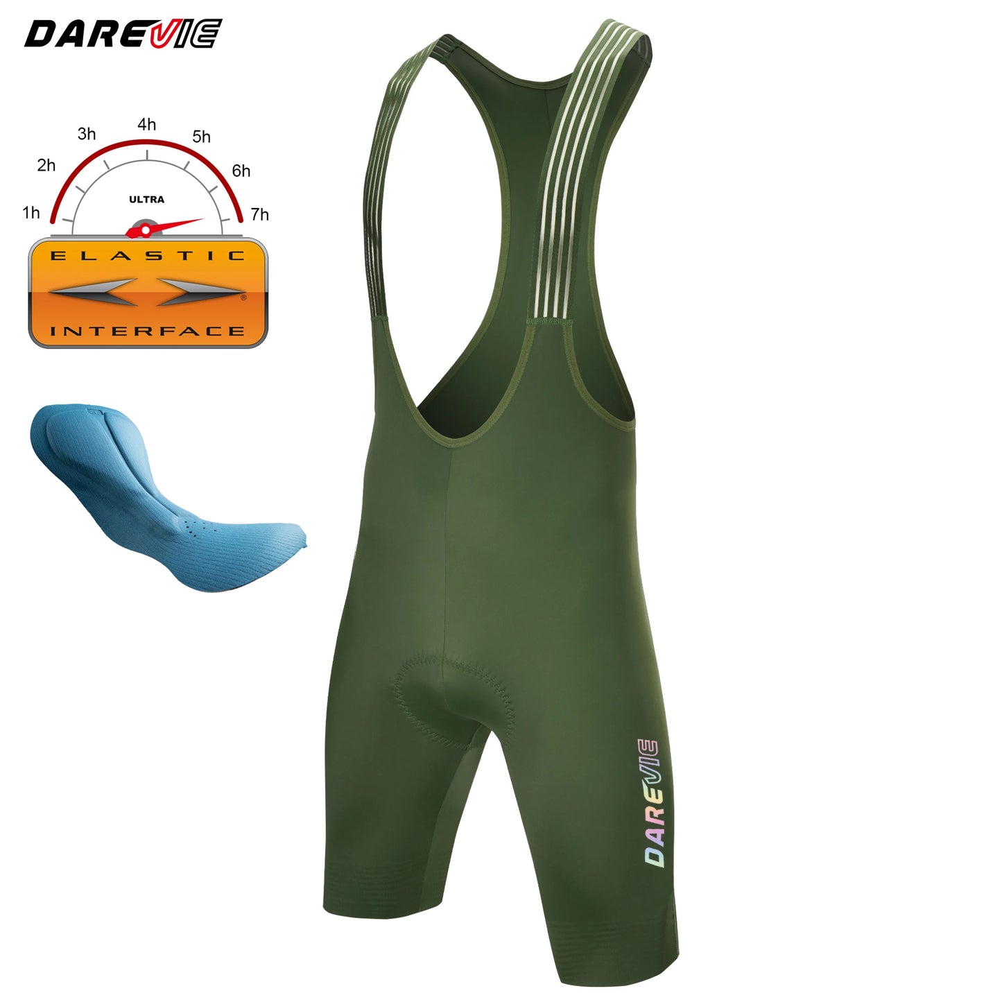 DAREVIE Cycling Bib Shorts Seamless 4.0 Italy ELASTIC-INTERFACE Pad Cycling Shorts Diamond Leg Gripper Men's Bretelelle Shorts