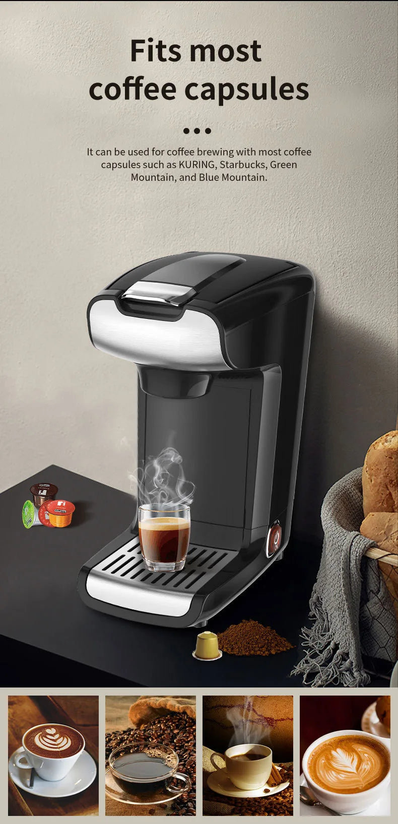 220-240V Household Single Cup 300ML Capsule Coffee Machine Electric Small Capsule Coffee Machine Espresso Drip Coffee