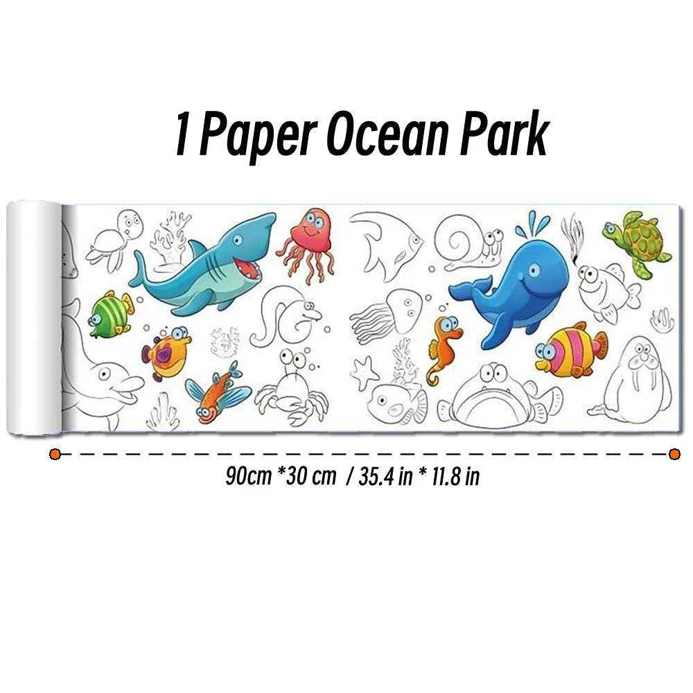 90cm Animal Children's Drawing Roll DIY Coloring Paper Roll Color Filling Graffiti Paper-cut for Kids Painting Educational Toys - AIAZ
