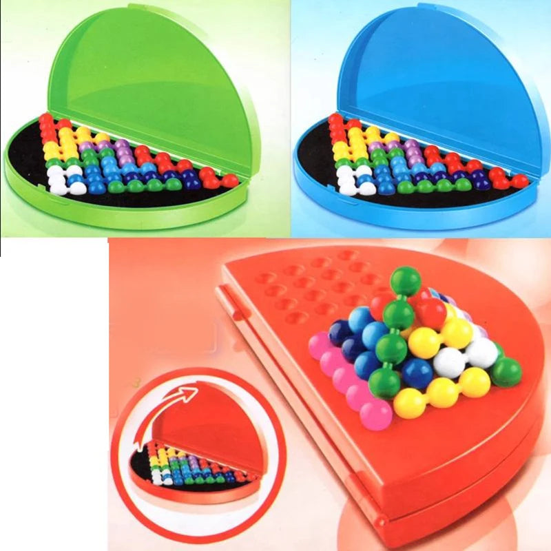 Classic IQ 3D Puzzle Board Game Pyramid Plate with Pearl Beads Children's Logical Thinking Montessori Educational Toy Gift