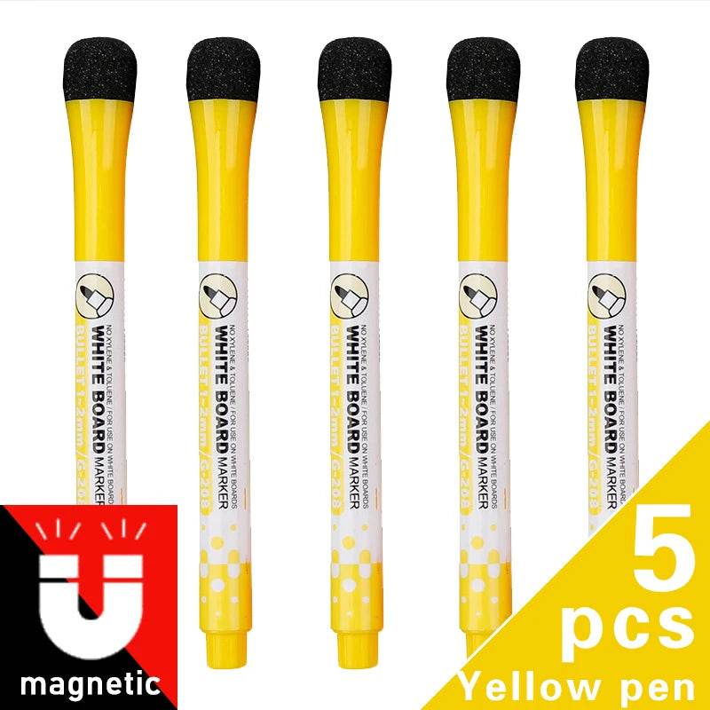 1 Set School Classroom Supplies Magnetic Erasable Whiteboard Pens Markers Dry Eraser Pages Children's Drawing Pen Board Markers - AIAZ