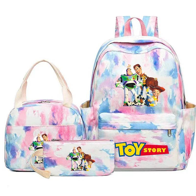 Toy Story Colorful Backpack Set With Tote and Pouch Large Capacity Lightweight And Breathable Outdoor Knapsack School Bags - AIAZ