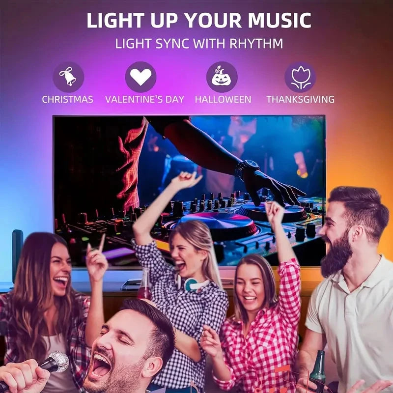 TV Backlight Music Sync Smart Strip Lights Color Pickup RGBIC LED Light 50-75 inch Screen App Remote for Game Home Ambient Light