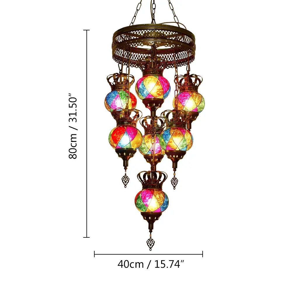 Artpad Turkish Mosaic Chandelier Ceiling Moroccan Living Room Bedroom Colorful Glass Chandelier Lamp Lighting