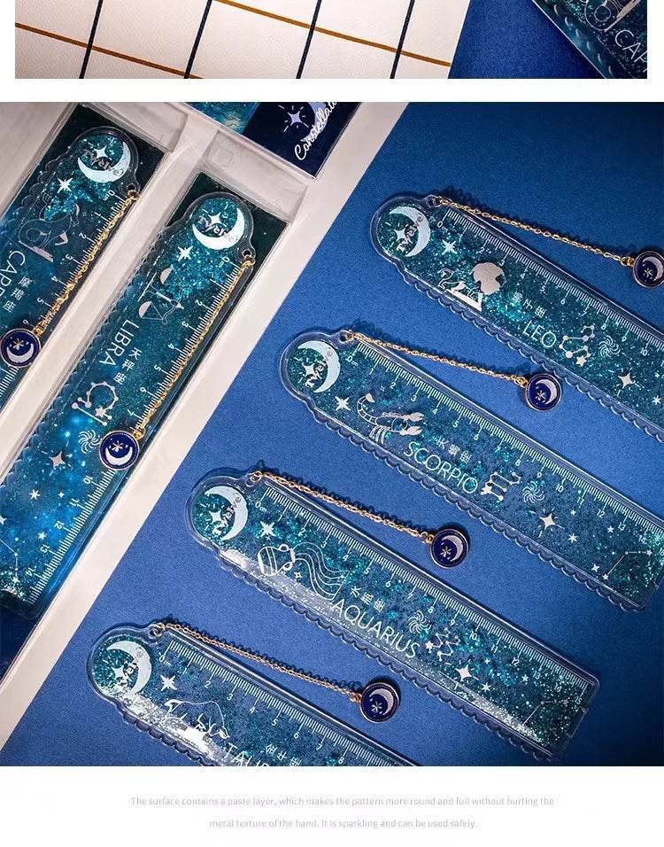 School supplies school accessories office gadgets Aesthetic Stationery Bookmark Cute Cartoon Drawing Quicksand Ruler cute things - AIAZ