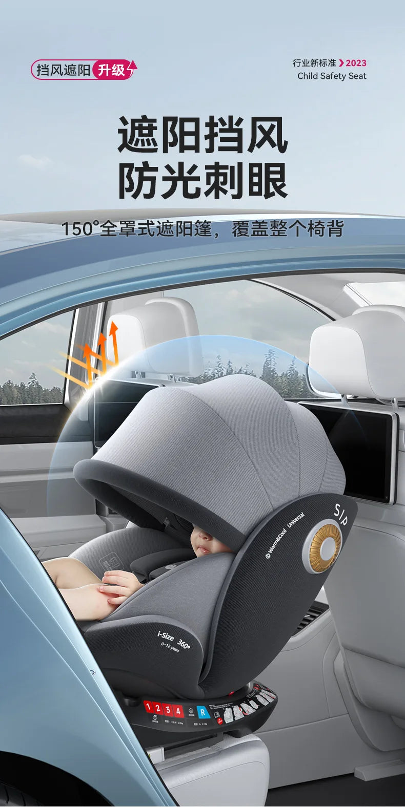 360°Rotating Baby Car Seat 0-12Yrs ISOFIX Child Safety Seat 5-Point Harness Lie-Flat Infant Carrier with Side Impact Protection