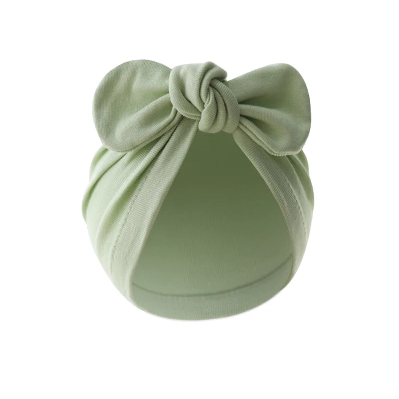 Pudcoco Baby Girls Turban Hat, Soft Elastic Cute Knotted Bow Hat Nursery Beanie Cap for Infant