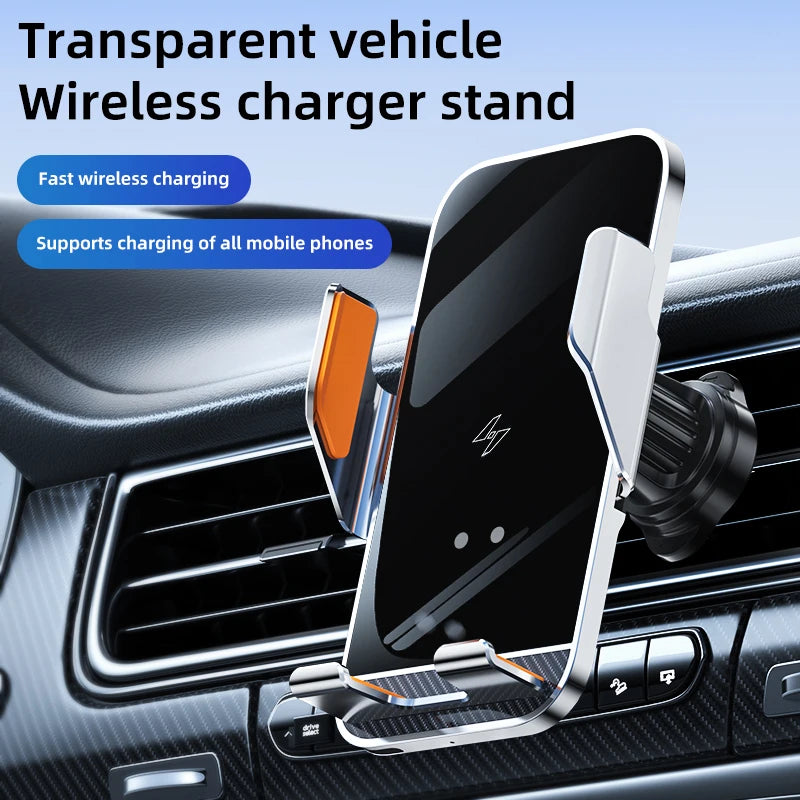 15W Wireless Car Phone Holder with Fast Charger Wireless Phone Charging Mobile Holder for Car for iPhone Huawei Samsung Xiaomi