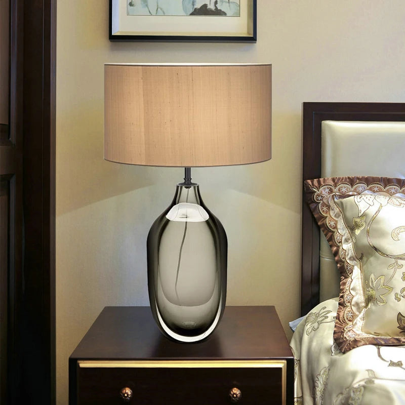 Modern Glaze Table Lamp Luxury Cloth Bedside Table Light Living Room Bedroom Porch Mood Light
