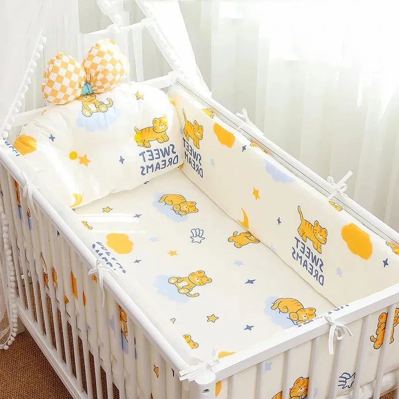 Newborn Cotton Breathable One-piece Bed Bumper Removable Washable Children Bedding Set Four Seasons Universal Cartoon CribBumper