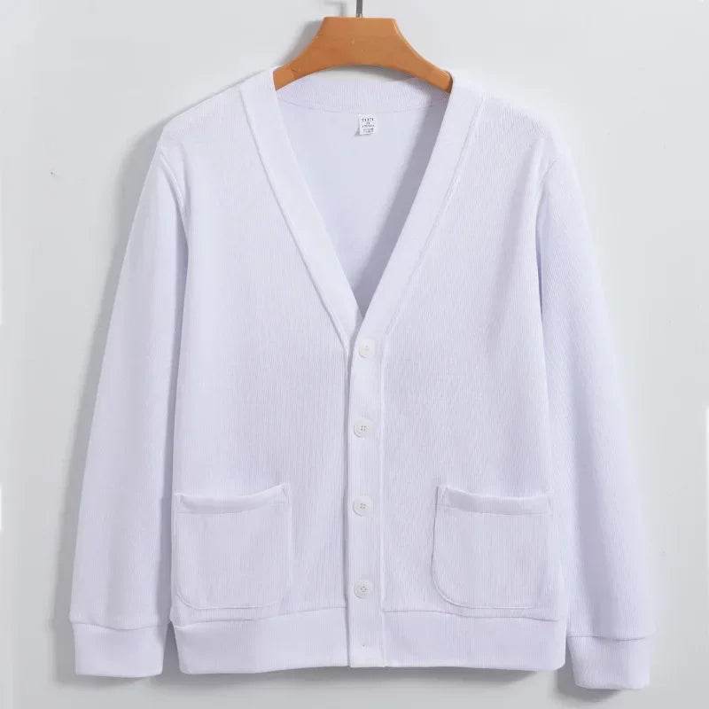 BROWON New Knitted Sweater Cardigan Men 2025 Autumn Solid Casual Man Clothes Korean Fashion 80% Cotton V-Neck Collar Sweater Men - AIAZ