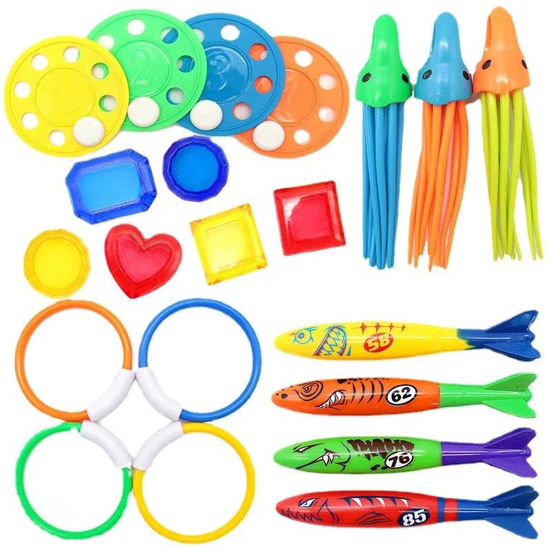 Swimming Diving Toys Children's Fish Dolphin Buoy Pool Treasure Hunt Diving Water Diamond Kids Water Game Toys Set Reusable Gift - AIAZ