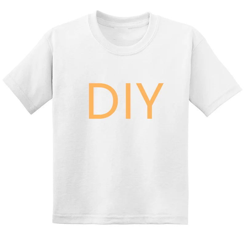 Custom Your Design Children Black White Blue T shirts DIY Print Kids Cotton T-shirts Baby Boys/Girls Tops,Contact Seller Frist