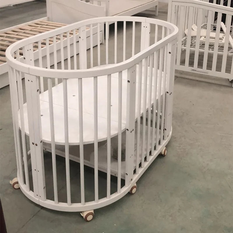 Portable Designs Wheels Mobile Circle Crib Convertible Cribs Sleeping Wood Oval Crib Cot Bed Baby Beds For New Born