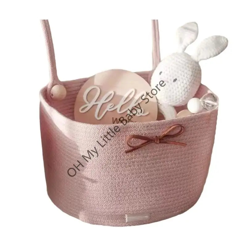 Baby Crib Storage Bag Cotton weave Large Pouch Newborn Bed Headboard Organizer for Kids Baby Bedding Diaper Toys Bag