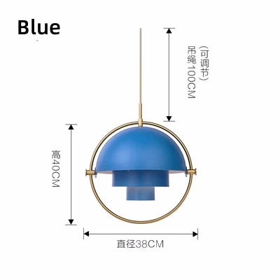 Danish Designer Iron Blue Pendant Lamp for LOFT Bedroom Kitchen Dining Room Hanging Light House Decor LED Lighting