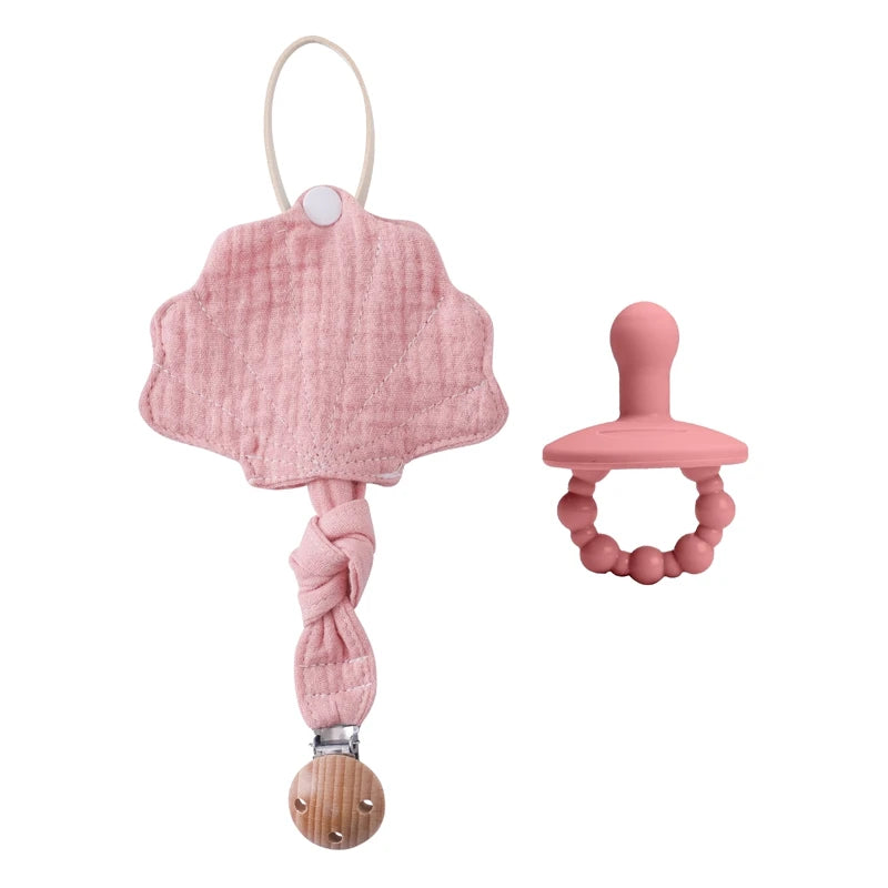Baby Silicone Pacifier Clip Infant Newborn Sea Shell Shape Pacifier Chain Dummy Nipple Holder Clips Baby Pacifier Storage Box