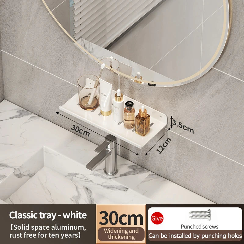 Faucet storage tray, bathroom storage rack, mirror front toilet, washbasin, washbasin, non perforated bathroom rack