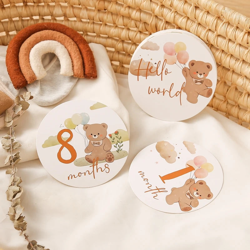 Newborn Milestone Cards Paper Number Monthly Memorial Milestone Photo Cards Commemorative Baby Birth Baby Photography Props