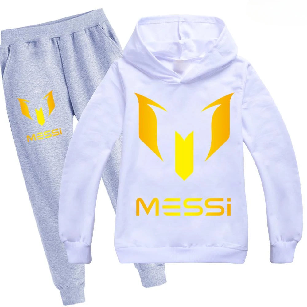 2024 New Argentine Football Superstar Messi Children Hoodie + Pants 2pcs Sets Kids Boys Girls Spring Autumn Fashion Tracksuits