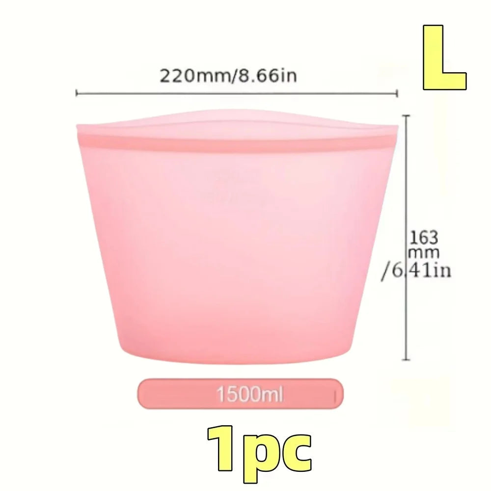 1/3pcs Silicone Food Containers Reusable Storage Bags Leakproof Ziplock Bag Set for Fridge Freezer Fresh-Keeping Kitchen Organiz