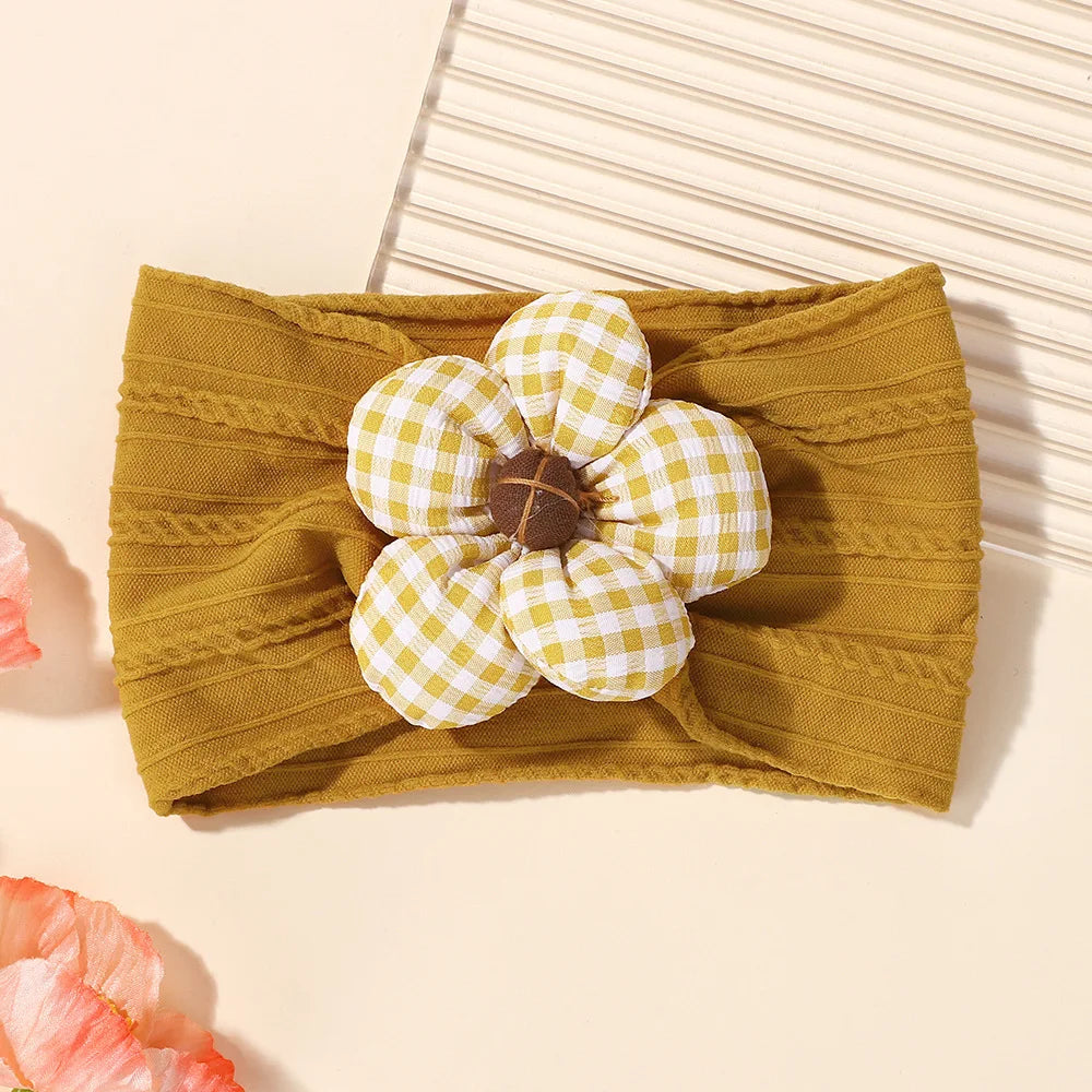 1Pc Baby Nylon Headscarf Astique Suitable Newborn Girl Flower Handmade Headband Elastic Hairband Turban Toddler Hair Accessories