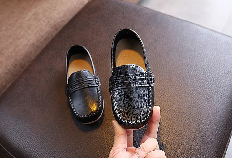 Boys Shoes Spring Autumn Kids Oxfords Boys Slip-on Flats Soft PU Leather Shoes Toddler Black White Loafers For Boy