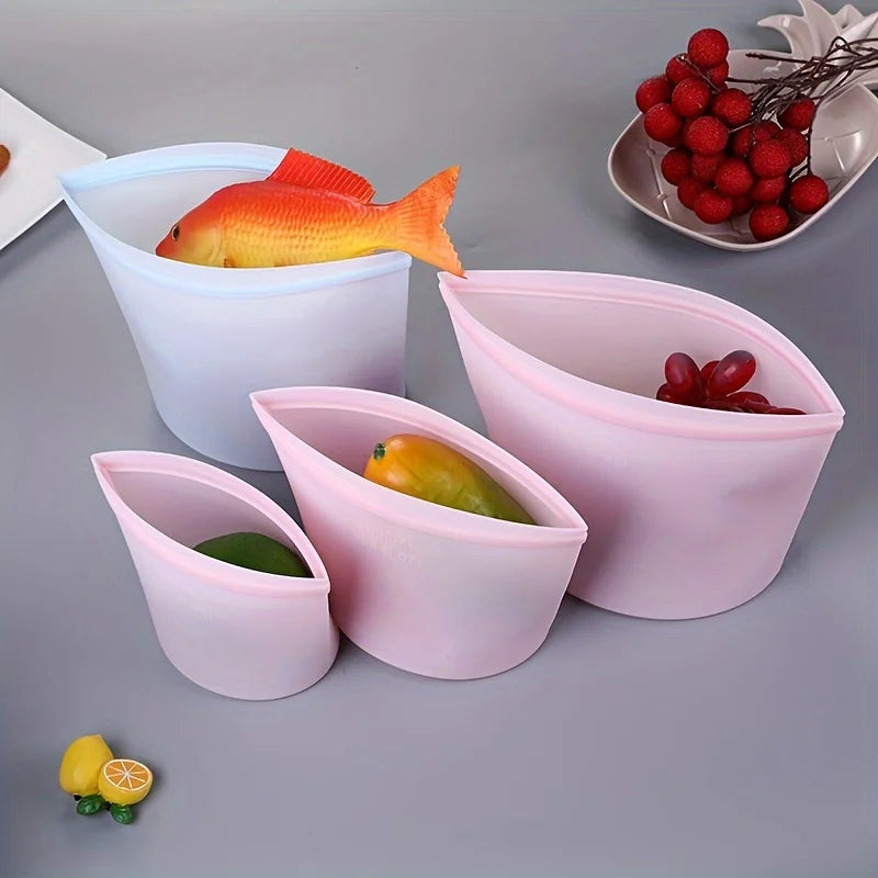 1/3pcs Silicone Food Containers Reusable Storage Bags Leakproof Ziplock Bag Set for Fridge Freezer Fresh-Keeping Kitchen Organiz