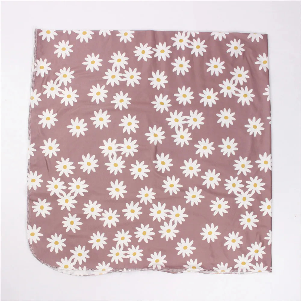 3pc/set Baby Swaddle Wrap New Born Receiving Blanket for Newborn Babies Accessories Soft Floral Headband Hat Bedding Baby Items