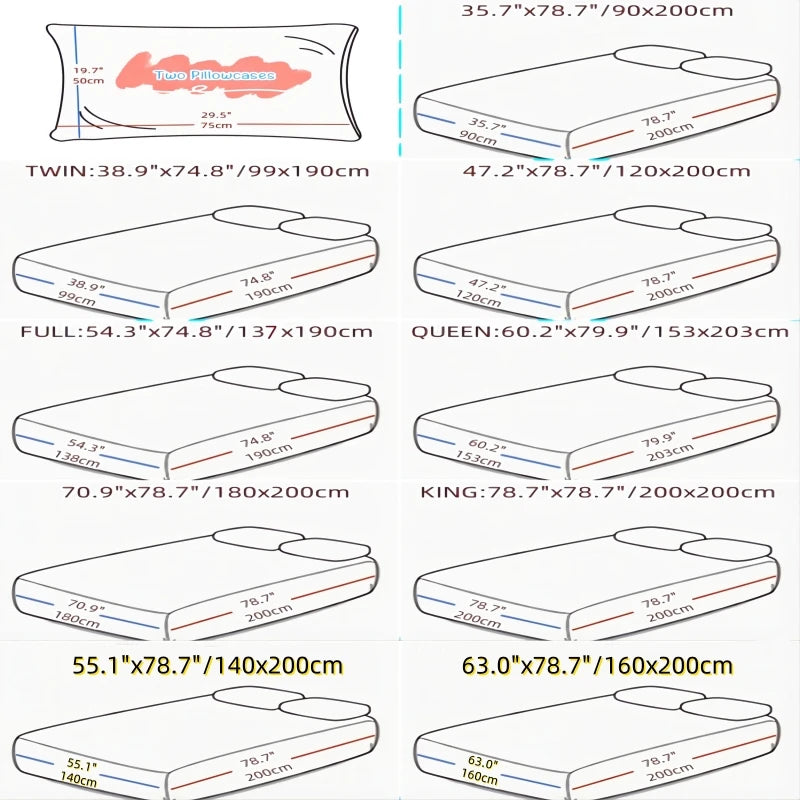 100% Polyester 3pcs Printed Sanding Fitted Sheet and pillowcases Set Elastic Band Around Mattress Cover King Size Bed Cover