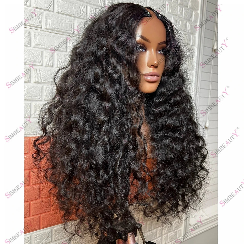Indian Raw Wavy Hair 200 Density U Part Wigs for Black Women 1x4 Middle Open Cheap Hair Wigs V Shape Human Hair Wig Easy Install