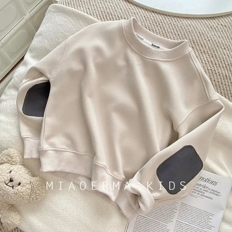 Spring Solid Sweatshirt Children Clothing 2024 New Autumn Fashion Loose Casual Pullover Kids Long Sleeve Cotton Tracksuits 2-8 Y