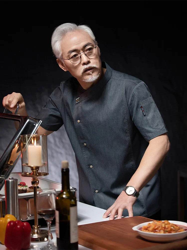 Men Head Chef Food service Kitchen Cooking Costume Pizzaiolo Cook Uniform Restaurant Chef's Jackets Bakery Cafe Working Clothes - AIAZ