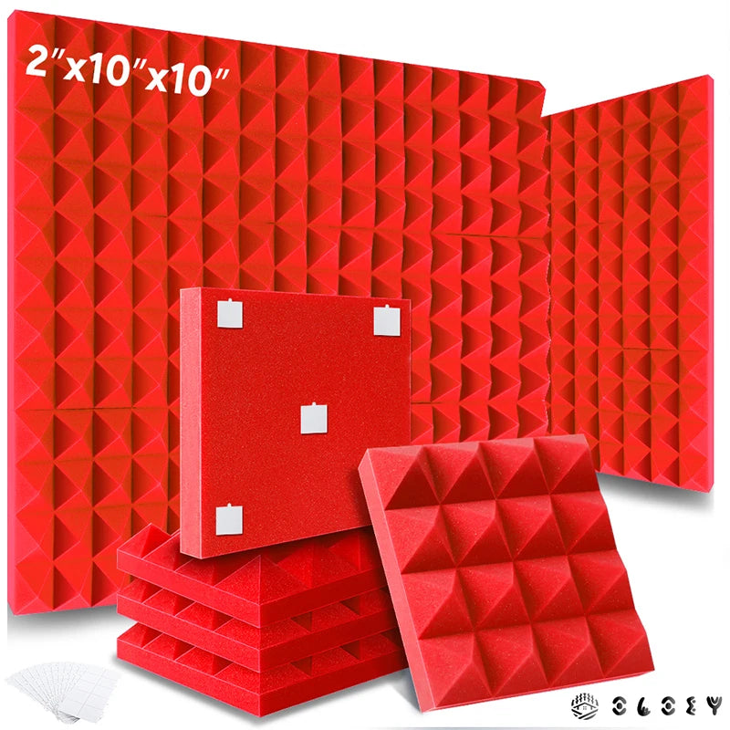 Studio Acoustic Soundproof Foam Panels 6/12/24 Pcs, Pyramid Sound Insulation Treatment Acoustic Sponge,Acoustic Foam Panels